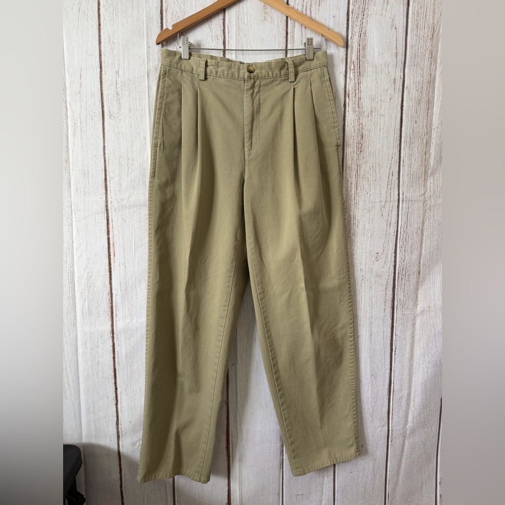 Vintage Nautica Men's Size 32 Pleated Front Chino Pants Khaki 100% Cotton - Picture 1 of 6